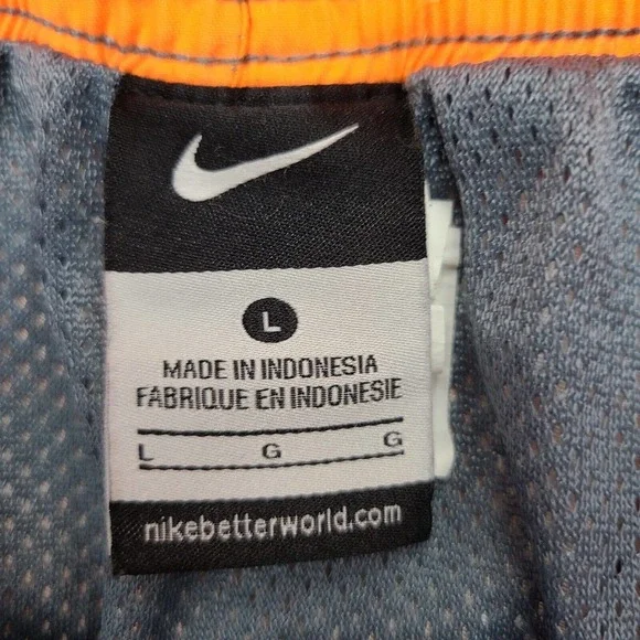 Nike Shorts Mens Large Blue White Orange Swim 11" Inseam Lined Drawstring - Picture 8 of 12